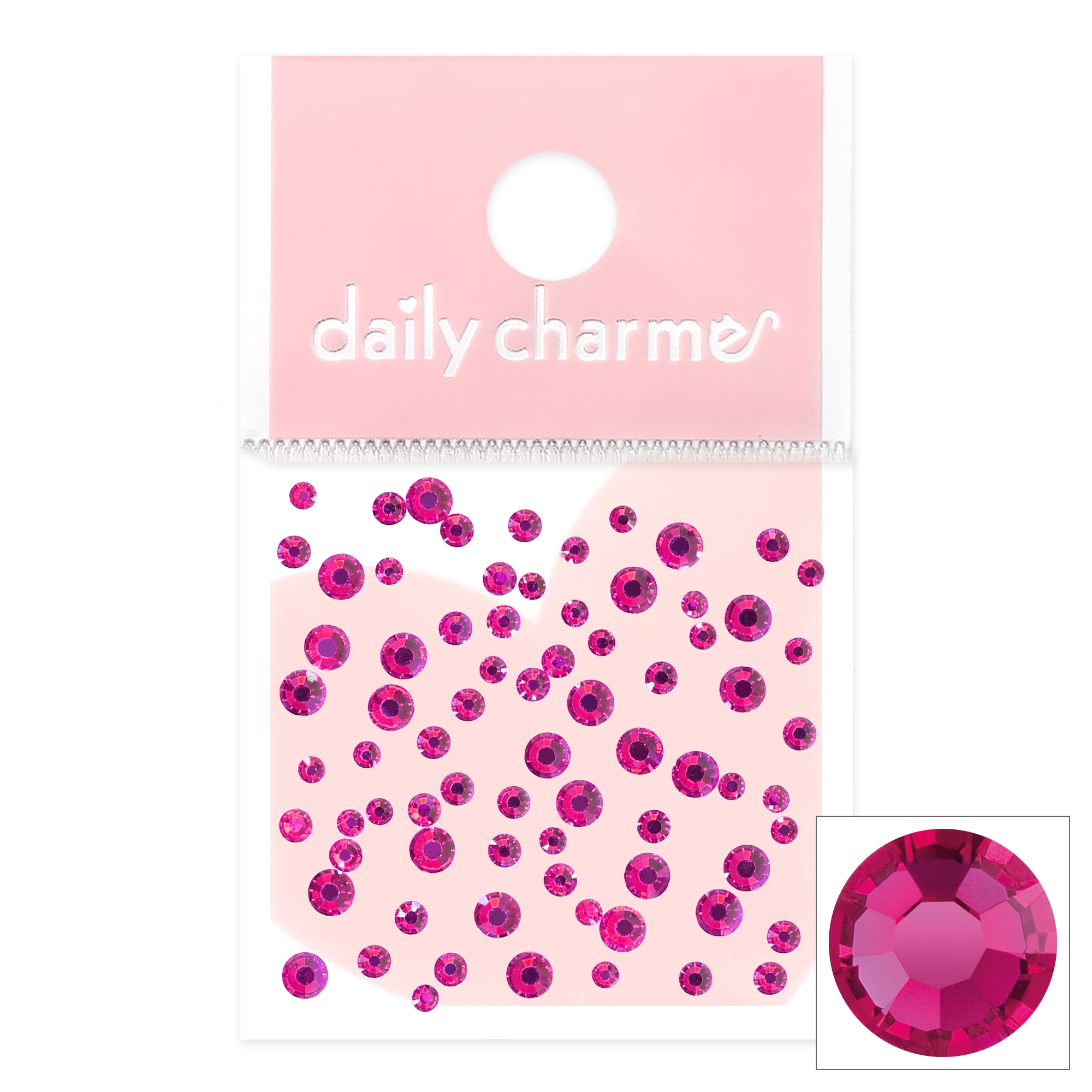 Charme Crystal Round Flatback Rhinestone / Fuchsia Hot Pink Nail Art