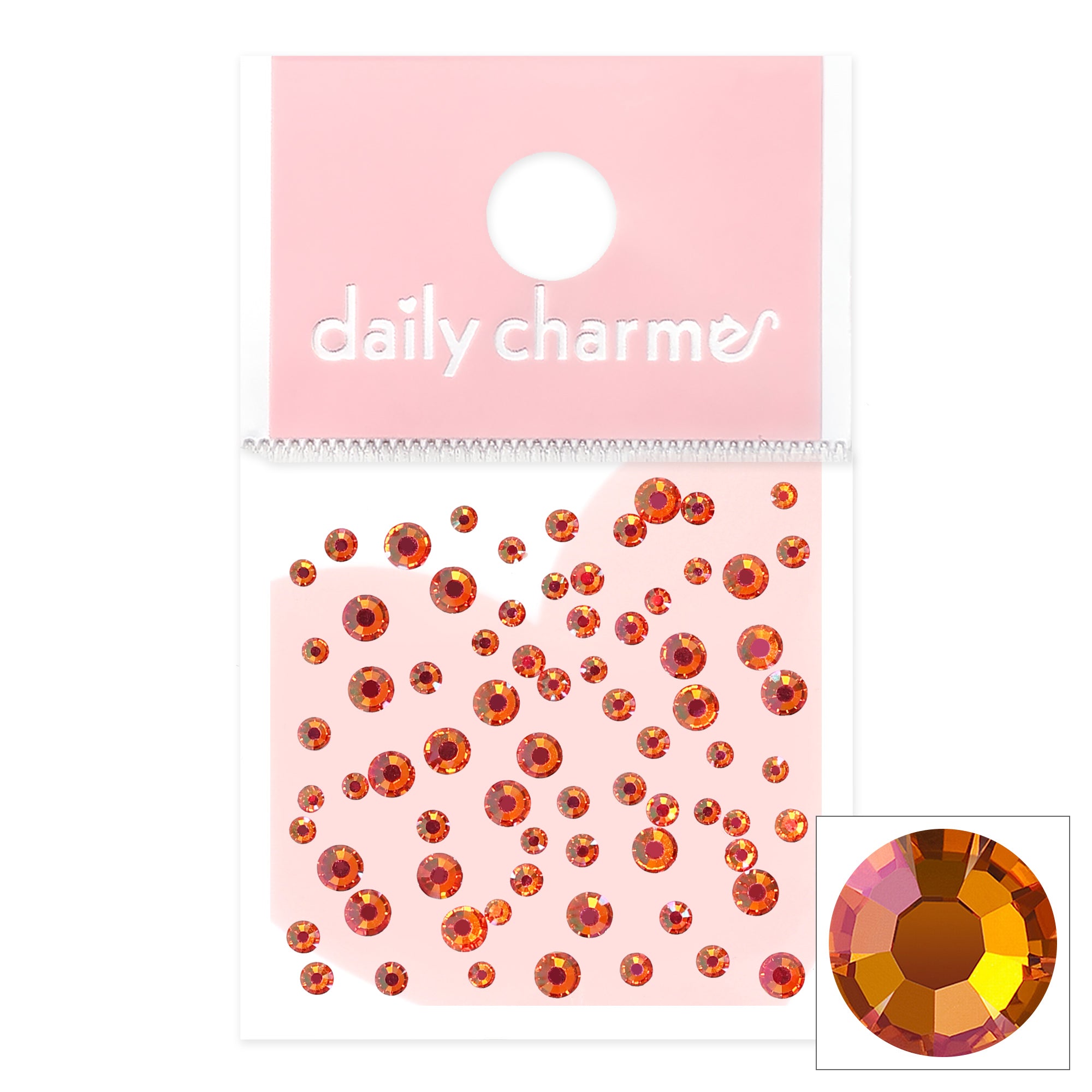 Charme Crystal Round Flatback Rhinestone / Crystal Lava Red Orange Pink Nail Art Chameleon