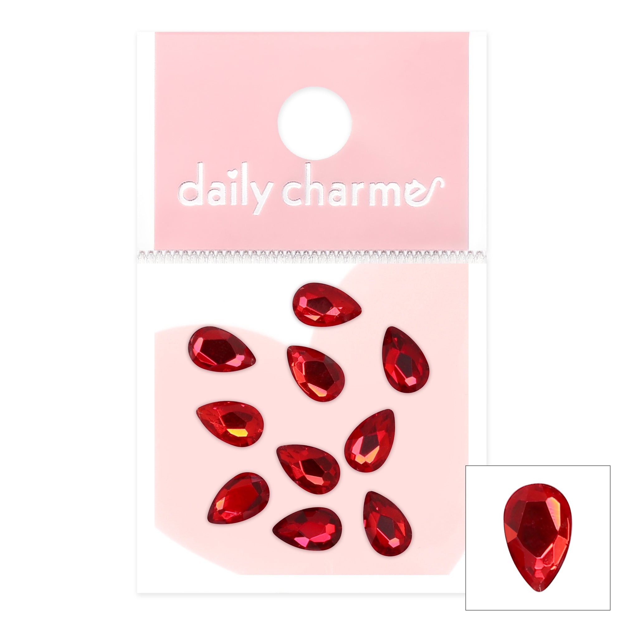 Charme Crystal Pear Flatback Rhinestone / Light Siam Red Nail Decor