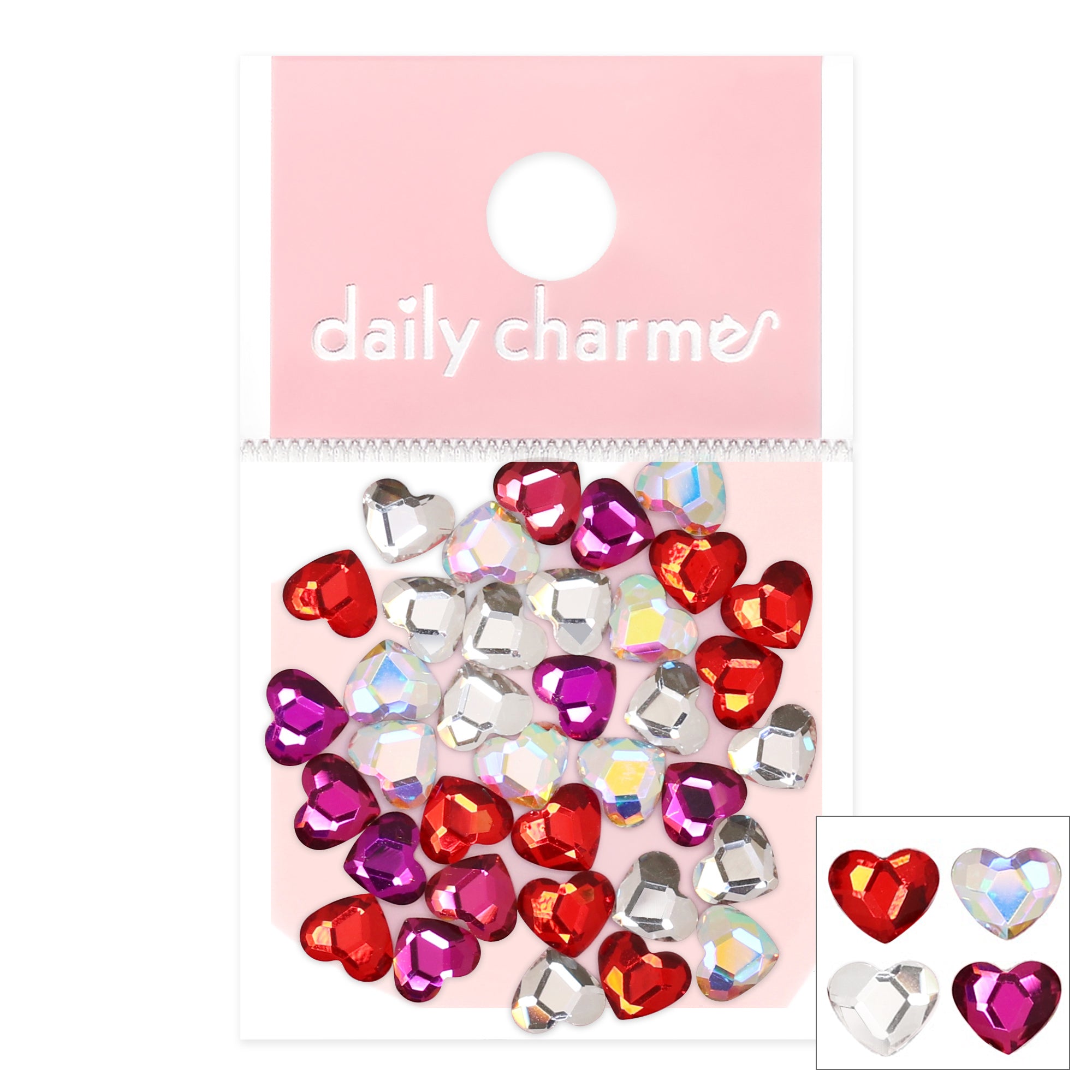 Charme Crystal Lovely Hearts Mix / 5MM Pink Red AB Clear Heart Valentine