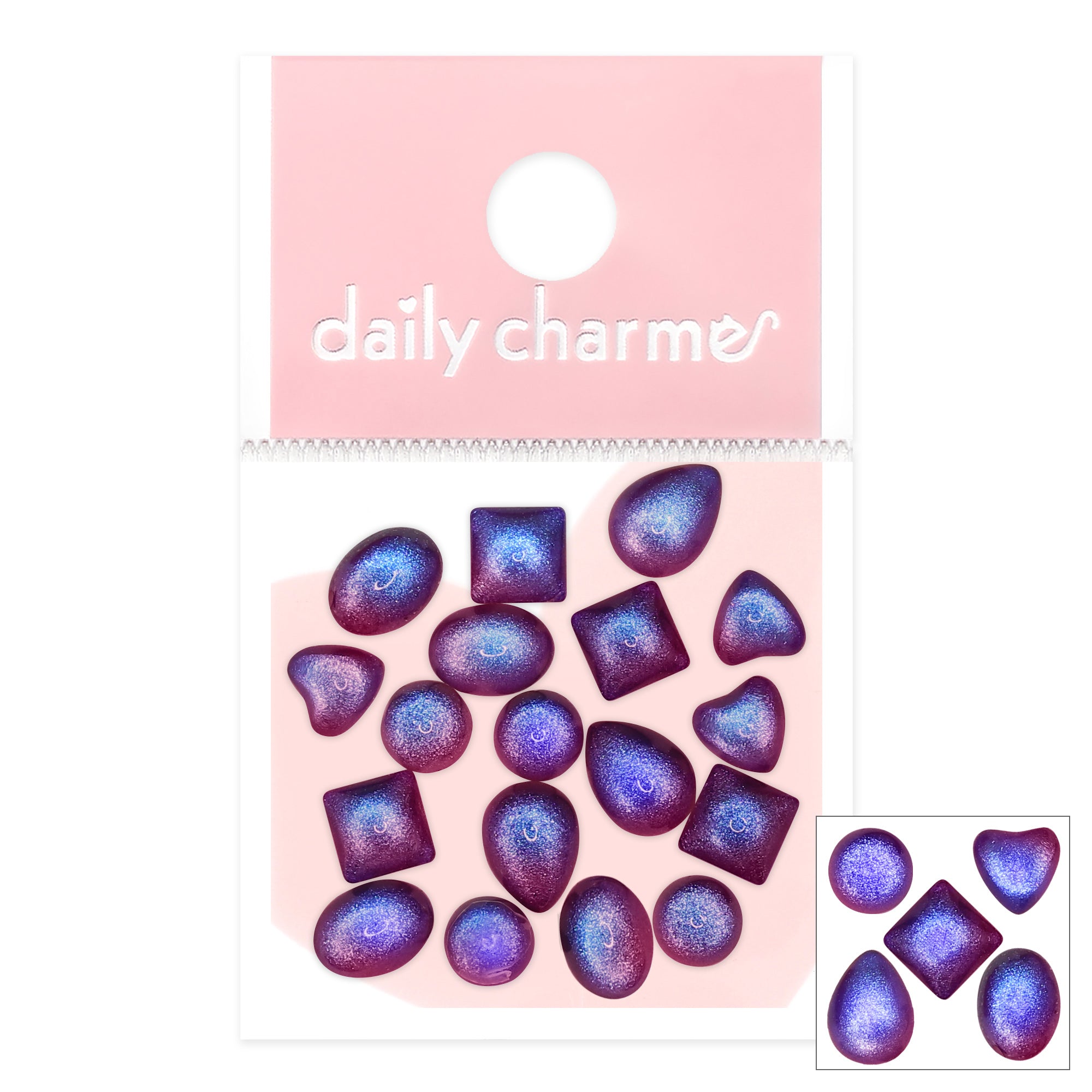 Charme Crystal Chameleon Shimmer Mix / Galaxy Blue Purple Nail Cabochon