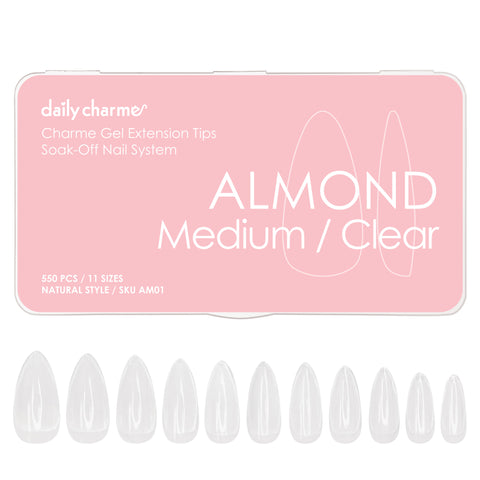 Charme Gel Extension Tips / Almond / Medium / Clear