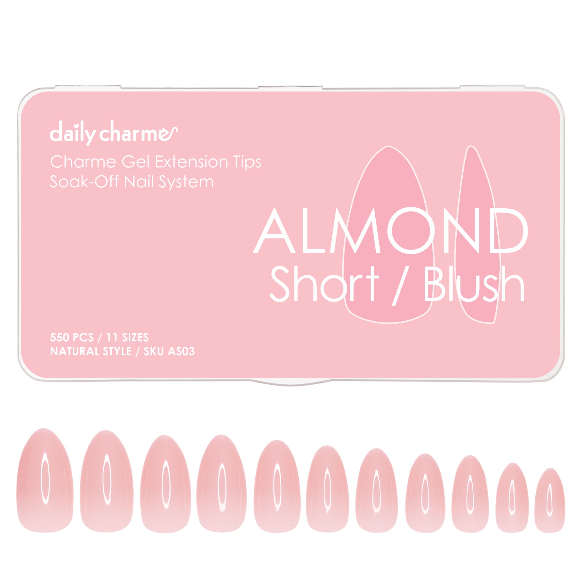 Charme Gel Extension Tips / Almond / Short / Blush