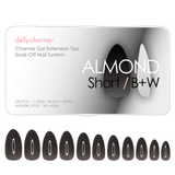 Charme Gel Extension Tips / Almond / Short Black White Transparent