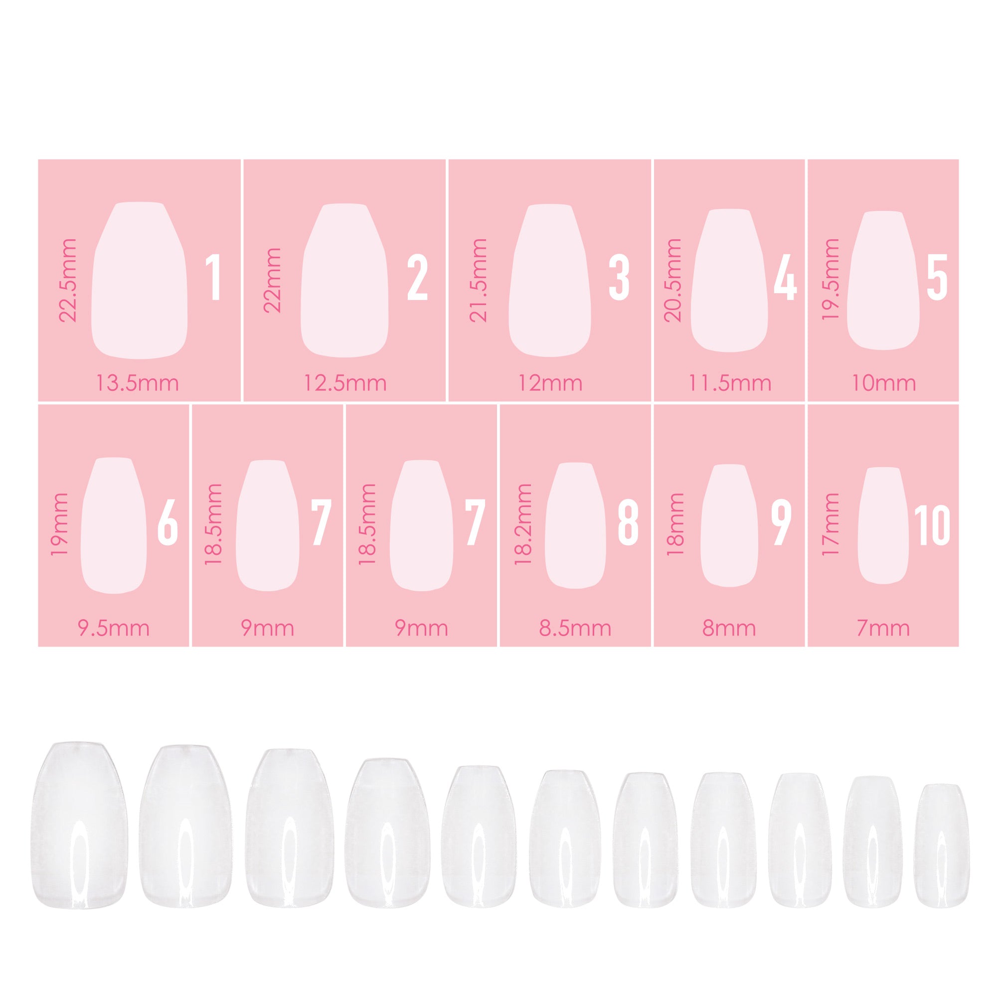 Charme Gel Extension Tips / Coffin / Short / Clear Daily Charme