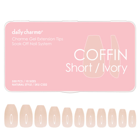 Charme Gel Extension Tips / Coffin / Short / Ivory