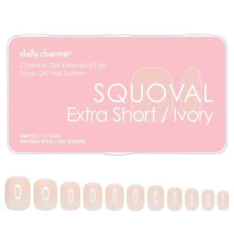 Easy DIY Nail Charme Gel Extension Tips / Squoval / Extra Short / Ivory