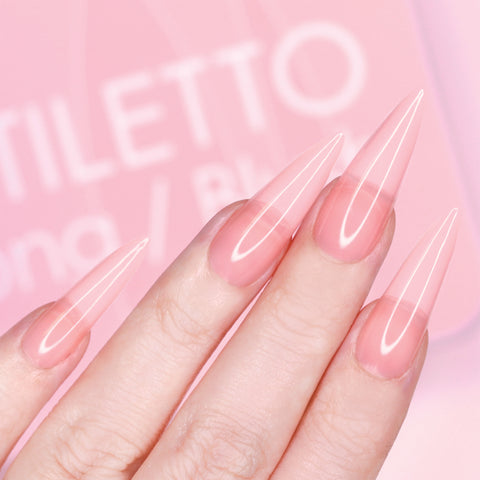 Charme Gel Extension Tips / Stiletto / Long / Blush Pink Nail Chips Jelly