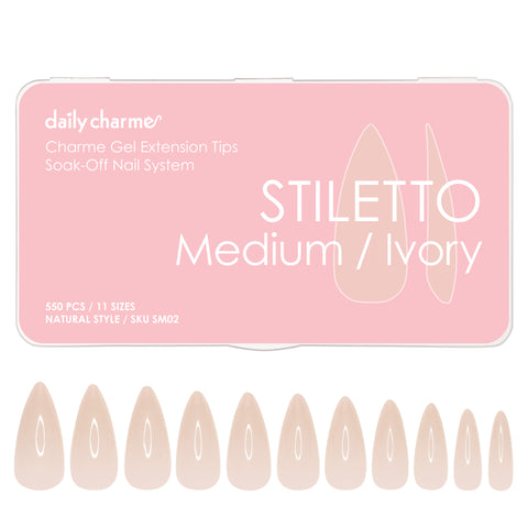 Charme Gel Extension Tips / Stiletto / Medium / Ivory