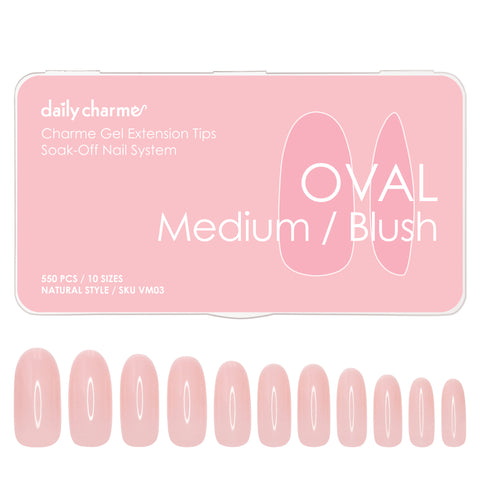 Charme Gel Extension Tips / Oval / Medium / Blush Pink Nails