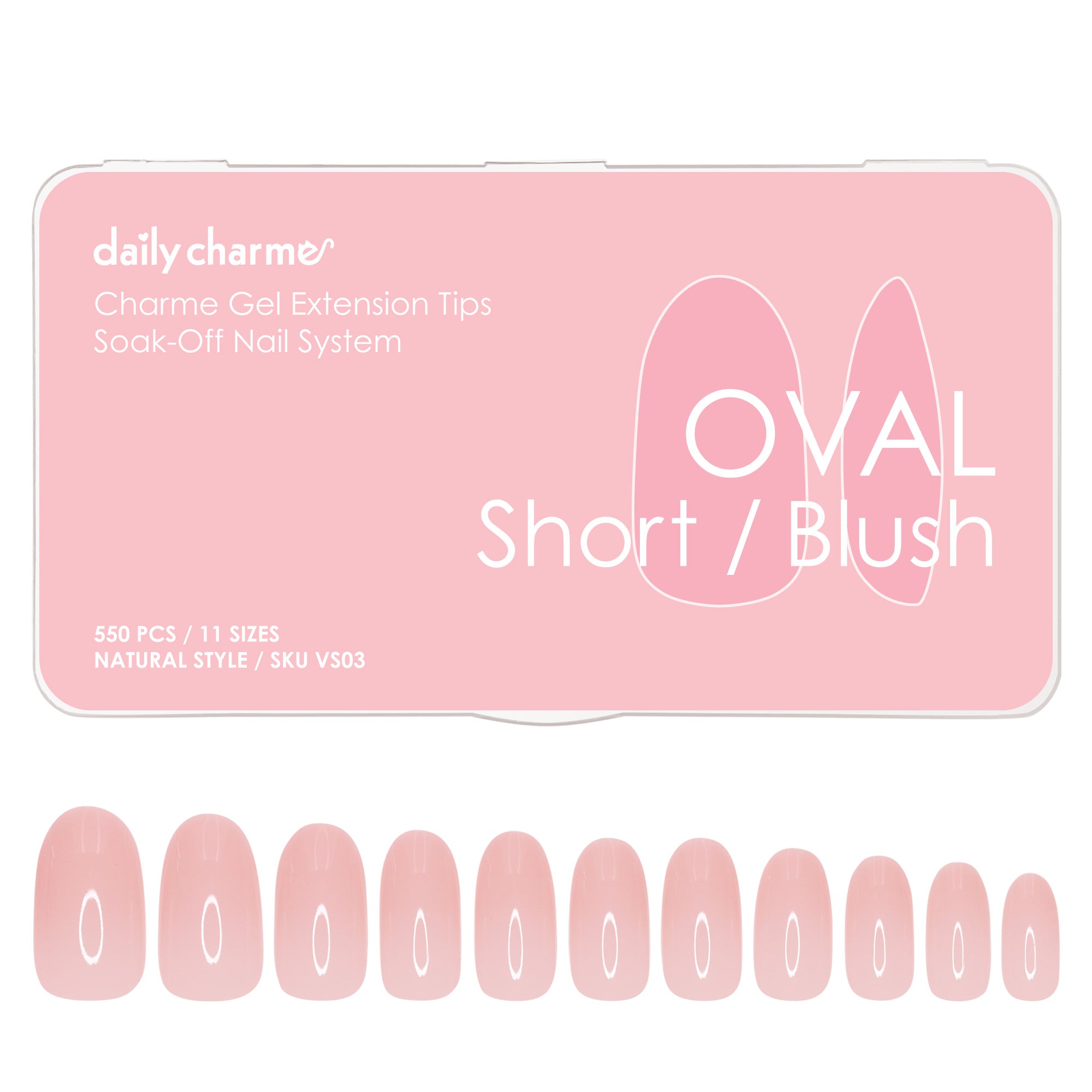 Charme Gel Extension Tips / Oval / Short / Blush Pink Nails