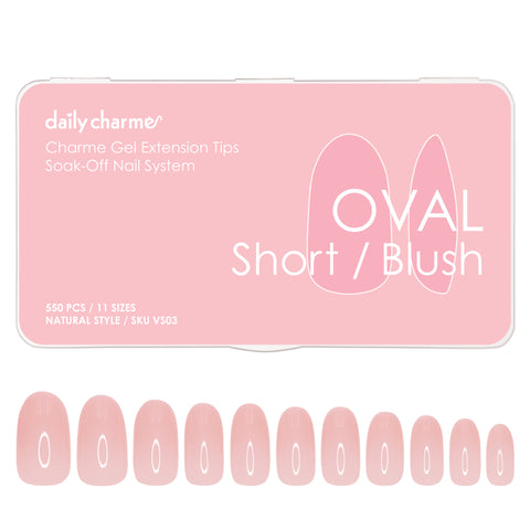 Charme Gel Extension Tips / Oval / Short / Blush Pink Nails