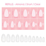 Charme Gel Extension Tips Refill / Almond / Short / Clear