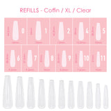 Charme Gel Extension Tips Refill / Coffin / Extra Long / Clear