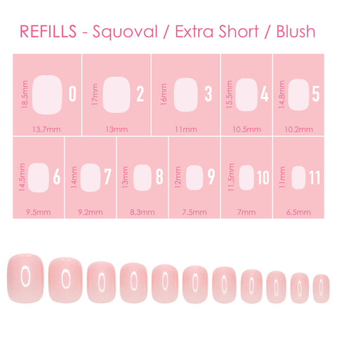 Charme Gel Extension Tips Refill / Squoval / Extra Short / Blush