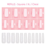 Charme Gel Extension Tips Refill / Square / Extra Long / Clear