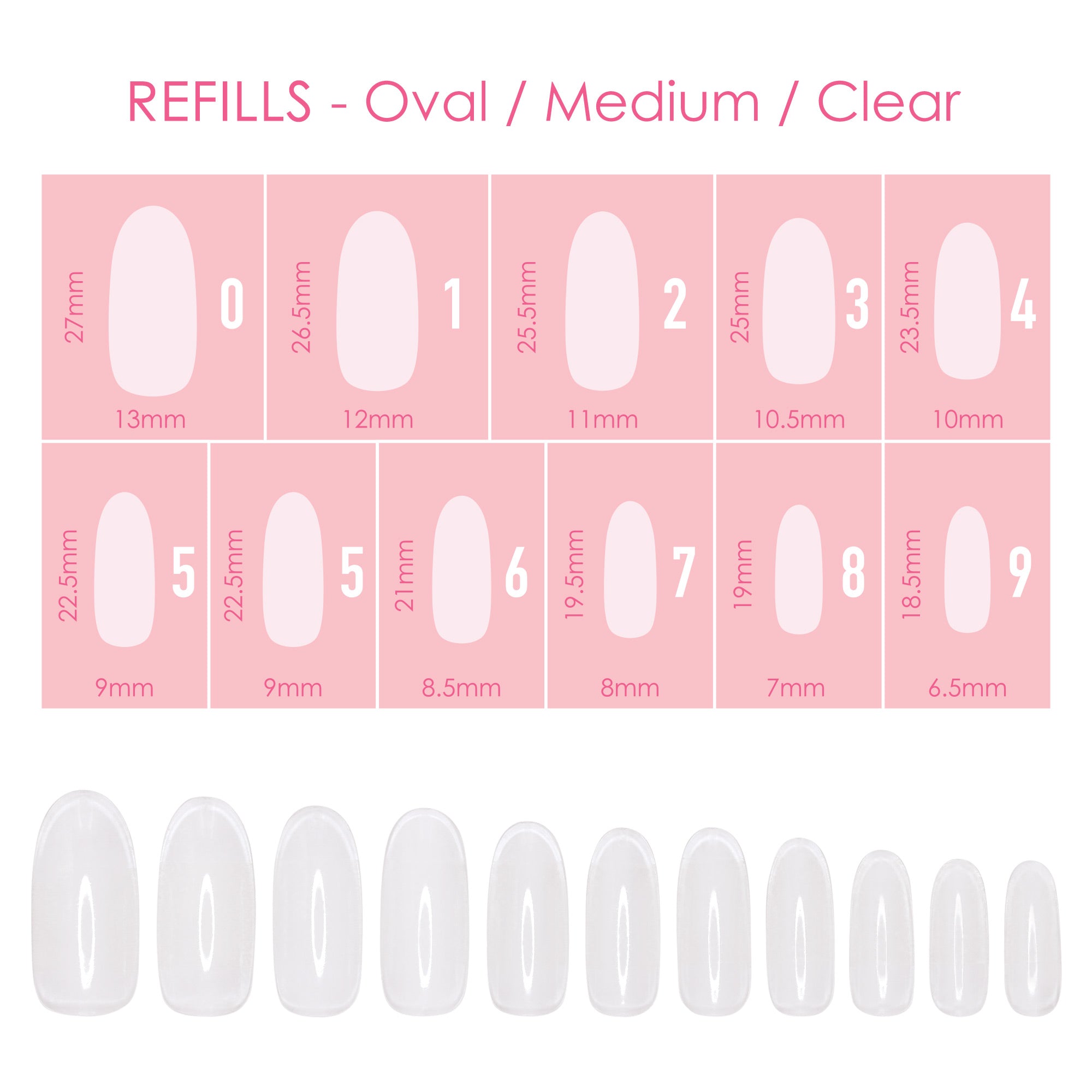 Charme Gel Extension Tips Refill / Oval / Medium / Clear