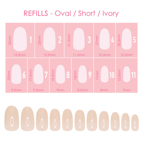 Charme Gel Extension Tips Refill / Oval / Short / Ivory