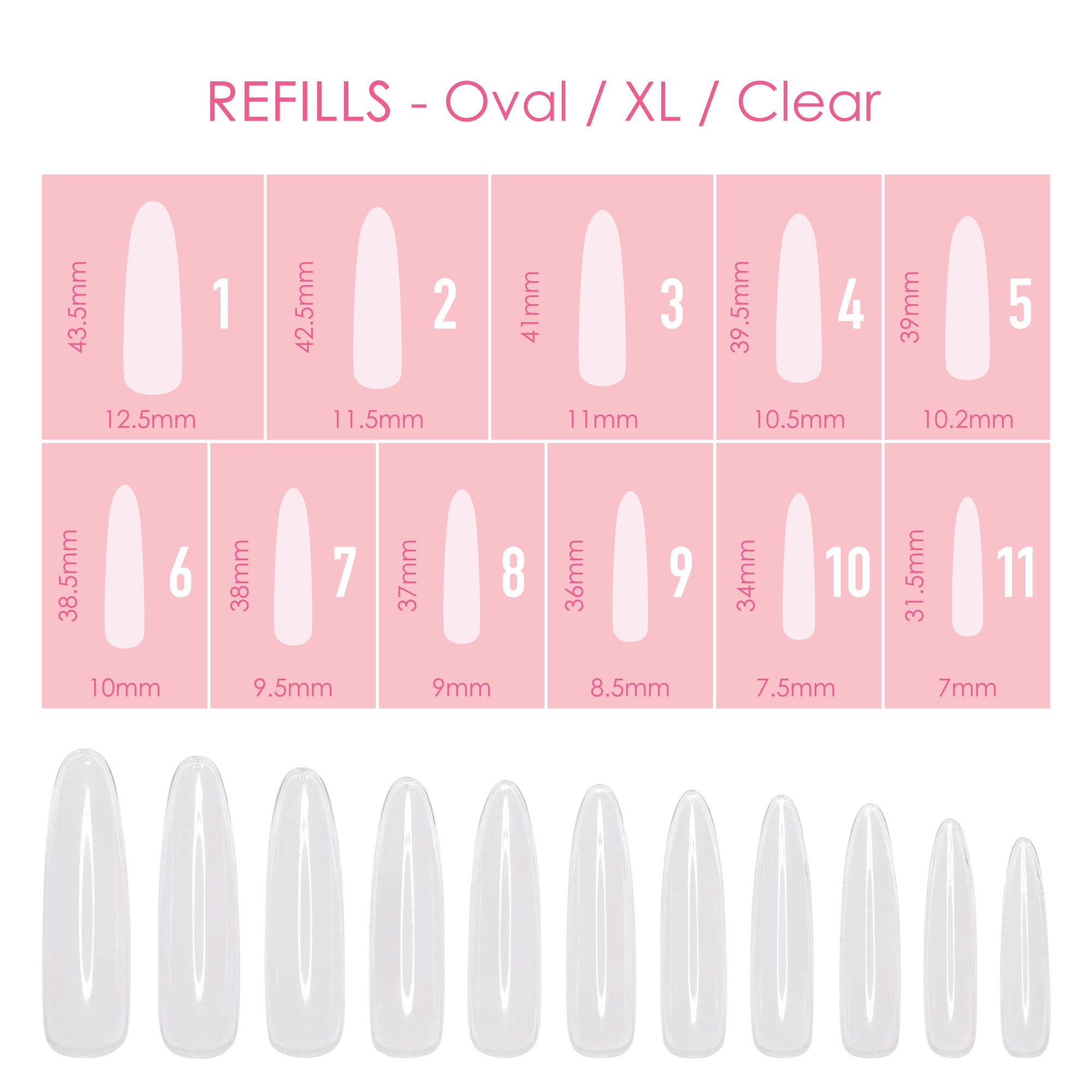 Nail size chart | Gel nails, Acrylic nail set, Almond acrylic nails