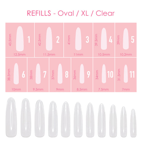 Charme Gel Extension Tips Refill / Oval / Extra Long / Clear