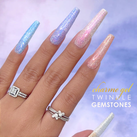 Charme Gel Twinkle Gemstone Collection / 6 Colors Crystal Amethyst Pink Opal Aura Iridescent Polish Purple Blue