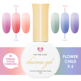 Charme Gel Flower Child Collection / 6 Colors Thermal Color Changing Nail Polish Pastel Spring Pink