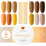 Charme Gel Cozy Fall Collection / 12 Colors Brown Caramel Mustard Yellow Nail Polish 