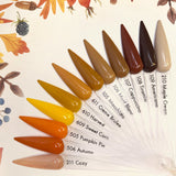 Charme Gel Cozy Fall Collection / 12 Colors Brown Caramel Mustard Yellow Nail Polish Swatch