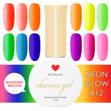 Charme Gel Neon Glow Collection 12 Color Summer Gel Nail Polish Pink Yellow Lime Green Blue Purple Coral Orange