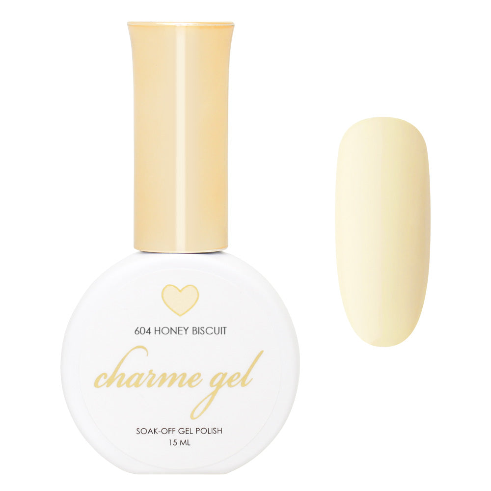 Charme Gel / 604 Honey Biscuit Pastel Yellow Off White Soft Spring Nail Polish