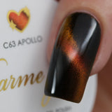 Charme Gel / Cat Eye C63 Apollo Orange Gold Polish Shimmer Galaxy Art