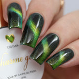 Charme Gel / Cat Eye C65 Gaia Lime Green Gold Polish Art