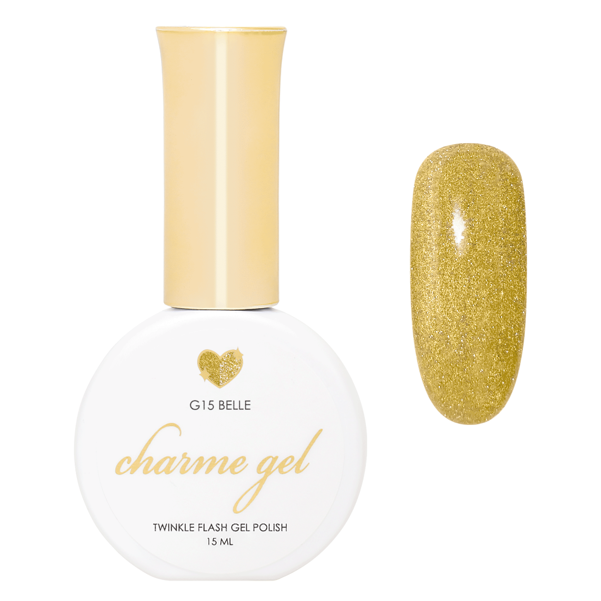 Charme Gel / Twinkle Flash G15 Belle Gold Reflective Nail Polish