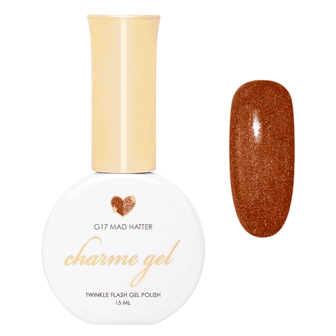 Charme Gel / Twinkle Flash G17 Mad Hatter Bronze Copper Brown Reflective Nail Polish