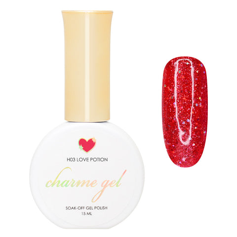 Charme Gel / Holographic H03 Love Potion Red Gelly Nail Polish
