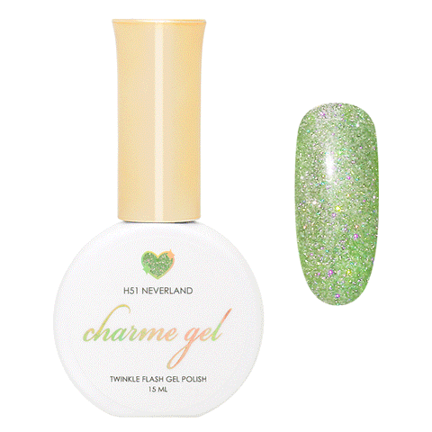 Charme Gel / Holographic Twinkle H51 Neverland Green Pastel Reflective Polish