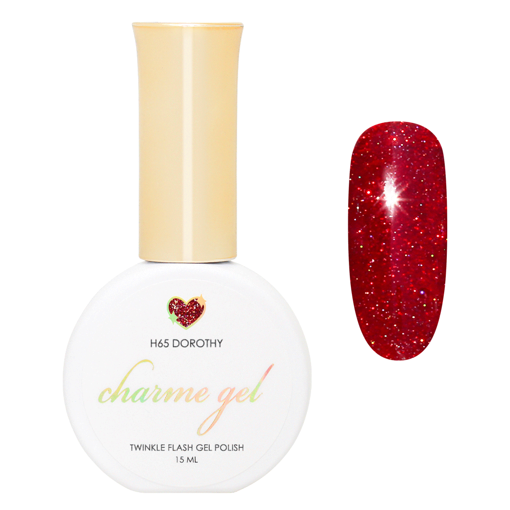 Charme Gel / Holographic Twinkle H65 Dorothy Ruby Red Flash Diamond Reflective Nail Polish