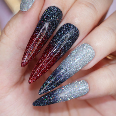 Charme Gel / Holographic Twinkle H65 Dorothy Ruby Red Flash Diamond Reflective Nail Polish Ombre