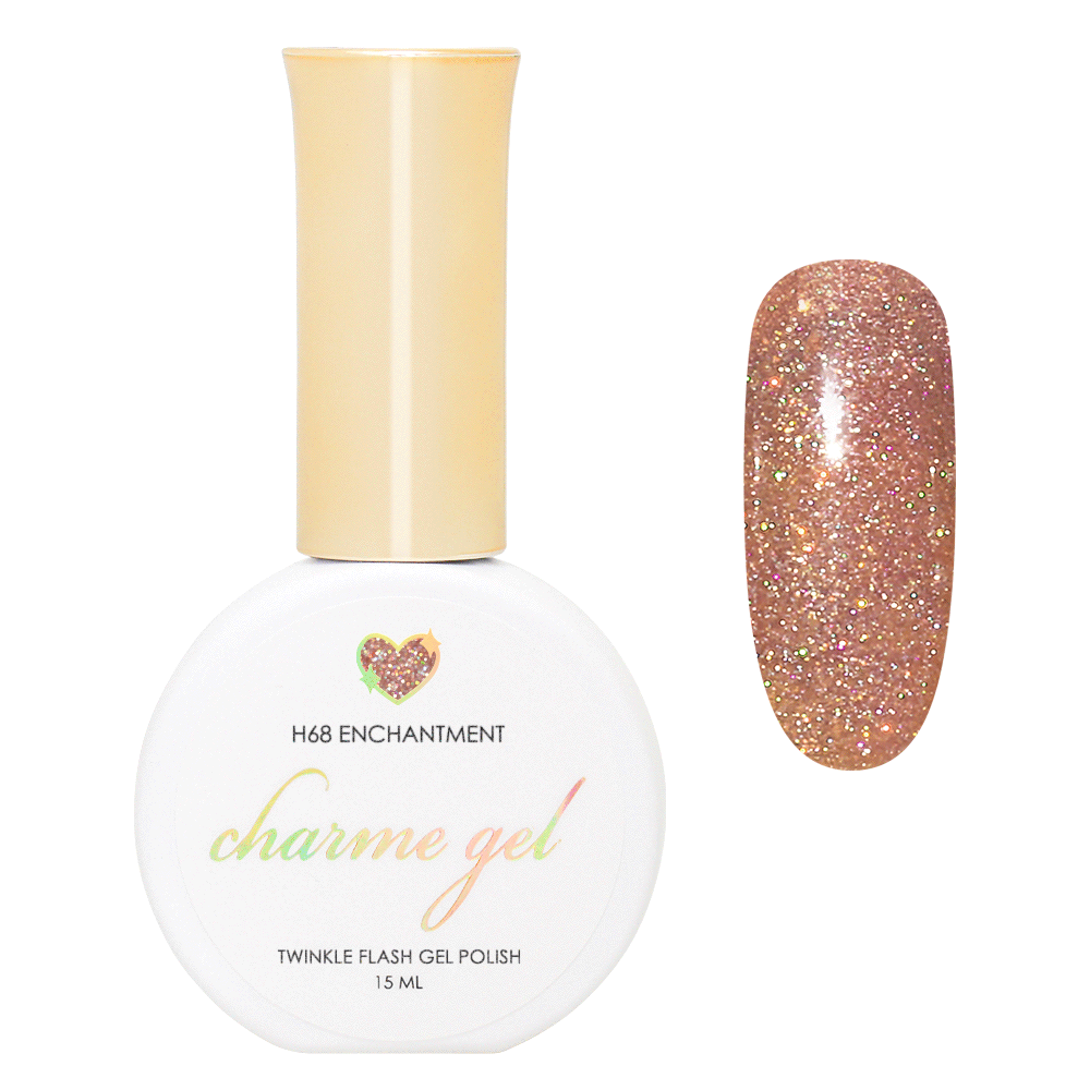 Charme Gel / Holographic Twinkle H68 Enchantment Rose Gold Flash Diamond Reflective Nail Polish
