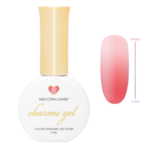 Charme Gel / Color Changing M02 Coral Sunset Pastel Retro Nail Polish