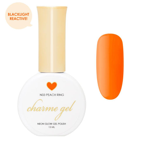 Charme Gel Polish / Neon Glow N03 Peach Ring - Blacklight Reactive Polish Orange Candy 