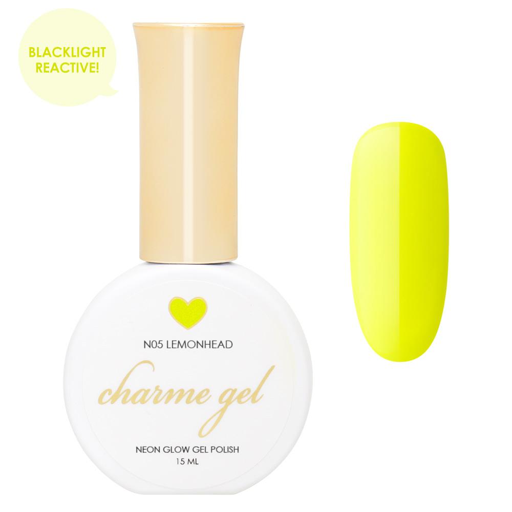 Charme Gel Polish / Neon Glow N05 Lemonhead - Blacklight Reactive Polish Highlighter Yellow 