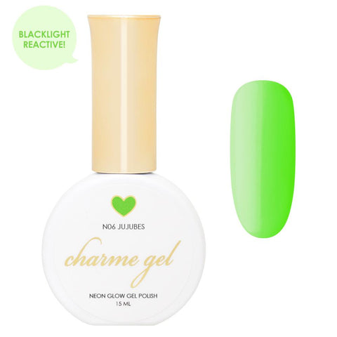 Charme Gel Polish / Neon Glow N06 Jujubes - Blacklight Reactive Polish Lime Green 