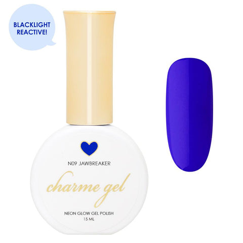 Charme Gel Polish / Neon Glow N09 Jawbreaker - Blacklight Reactive Polish Rich Bright Blue 