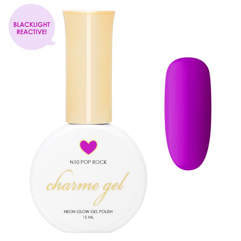 Charme Gel Polish / Neon Glow N10 Pop Rock - Blacklight Reactive Polish Bright Purple Violet 