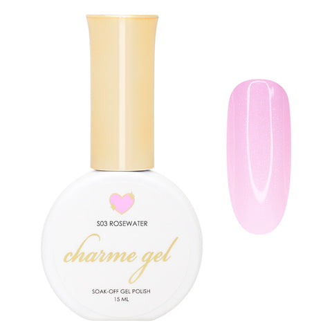 Charme Gel Shimmer S03 Rosewater Pastel Pink Jelly Polish 