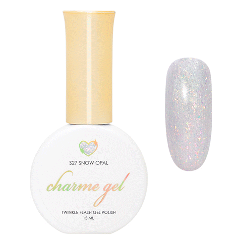 Charme Gel / Twinkle Shimmer S27 Snow Opal Aurora Flake Flash Polish Nail Art