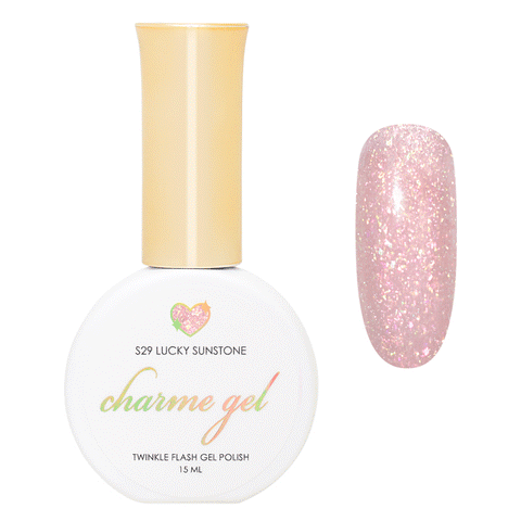 Charme Gel / Twinkle Shimmer S29 Lucky Sunstone Beige Peach Neutral Flake Flash Glitter Polish
