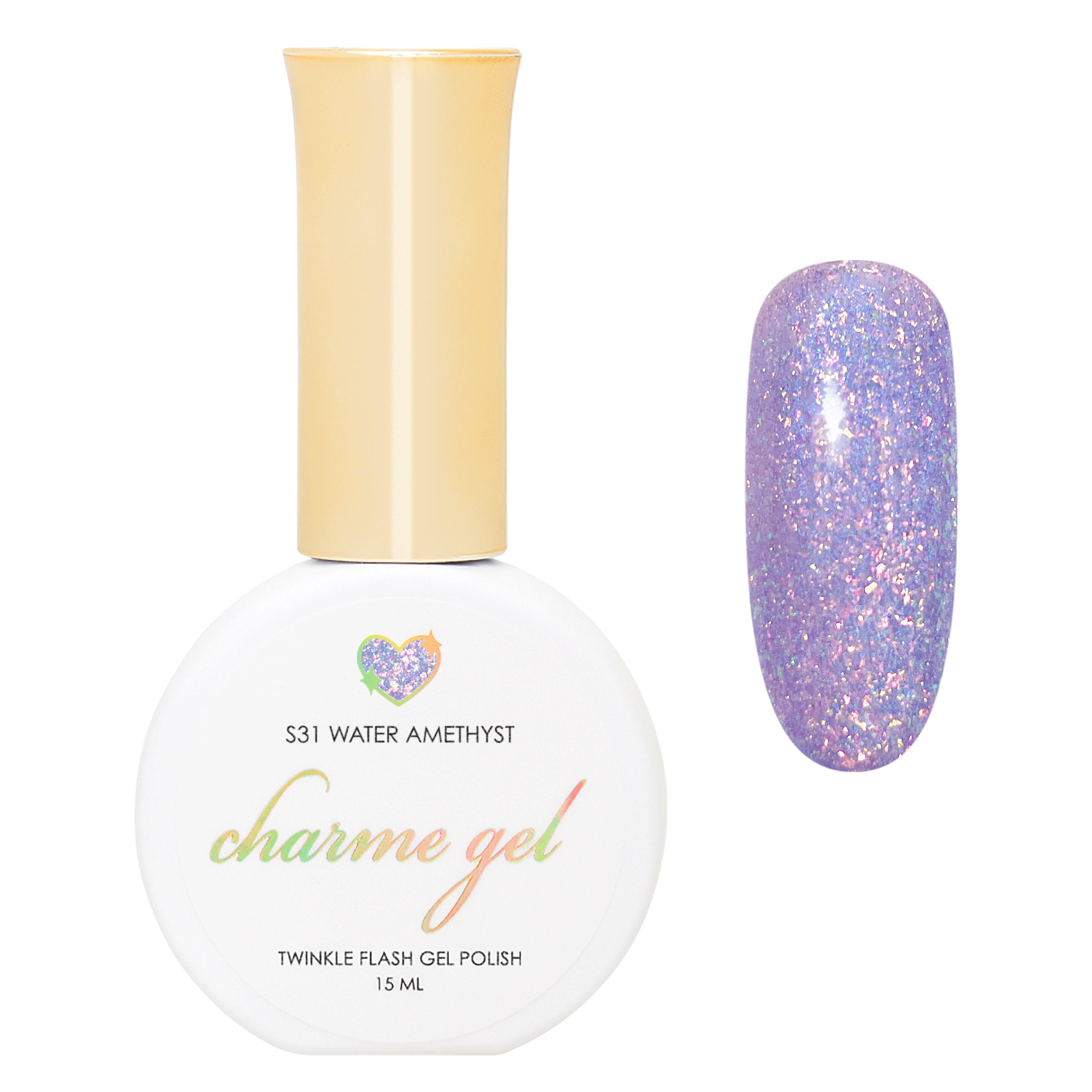 Charme Gel / Twinkle Shimmer S31 Water Amethyst Purple Violet Iridescent Flash Polish Trend Magical