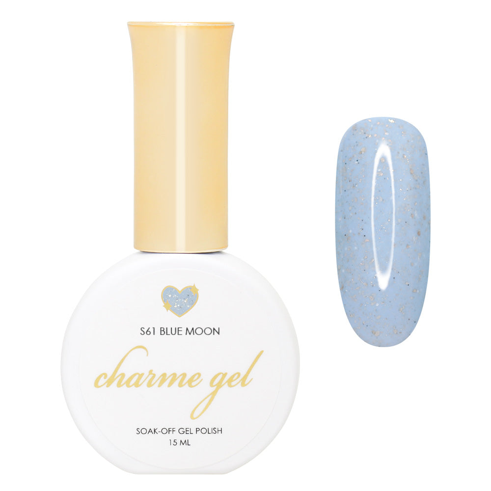 Charme Gel / Shimmer Ice Cream S61 Blue Moon Gold Flakes Chalcedony Texture Polish